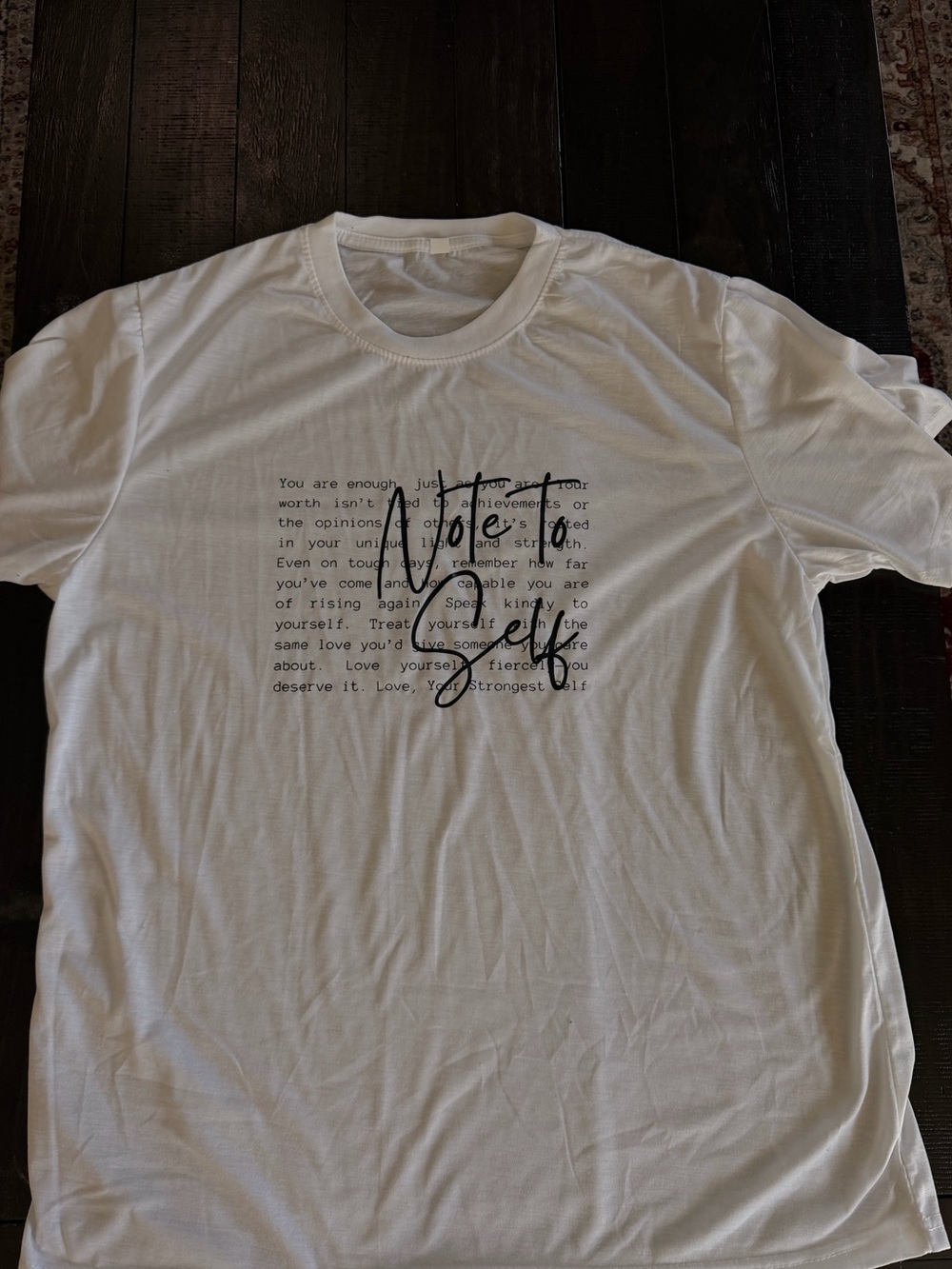 Oversized “Note to Self” Graphic Tee | White Inspirational T-Shirt | XXL